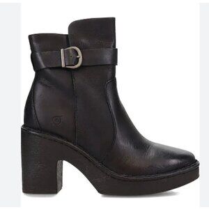 BORN Hailey Platform Ankle Boots Black Leather size 9.5 M NEW